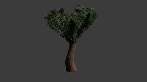 Low-Poly Tree with Three Types of Foliage and Armature 3D model