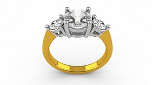 3 Stone Ring 3D model