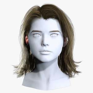 3D model Casual Realistic Shoulder Length Lob Cut - Game Ready Hair Cards