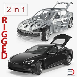 Tesla Model S and Frame Rigged Collection