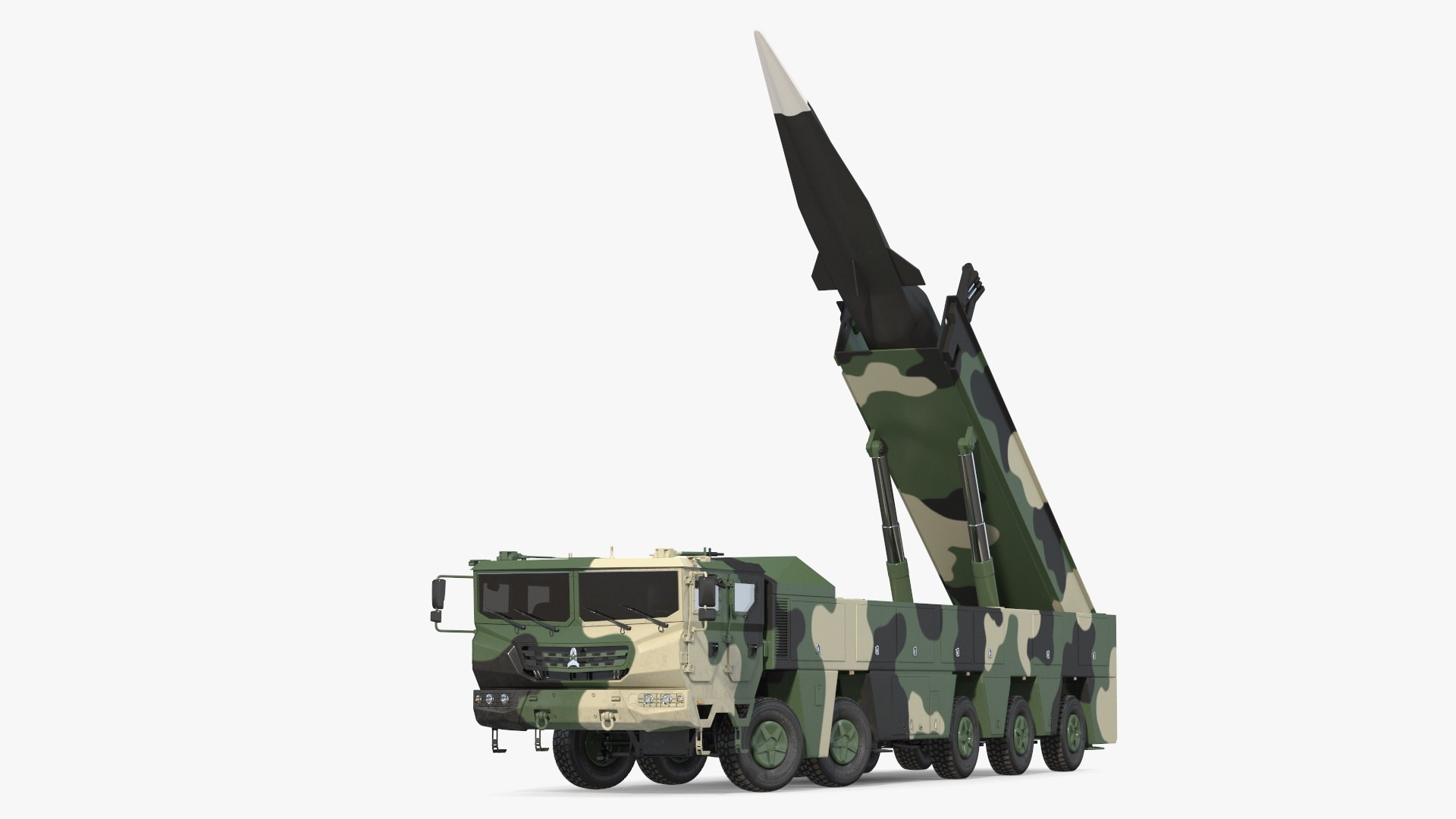 Ballistic Missile on Road Mobile Vehicle Rigged 3D model preview