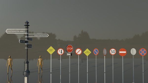 Traffic and street signs 3D 모델 - TurboSquid 2013055