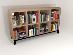 3D BOOKSHELF with books