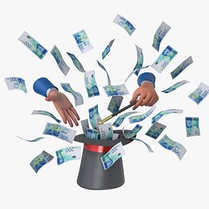 3D Israeli 200 Shekels Magic Hat Money model