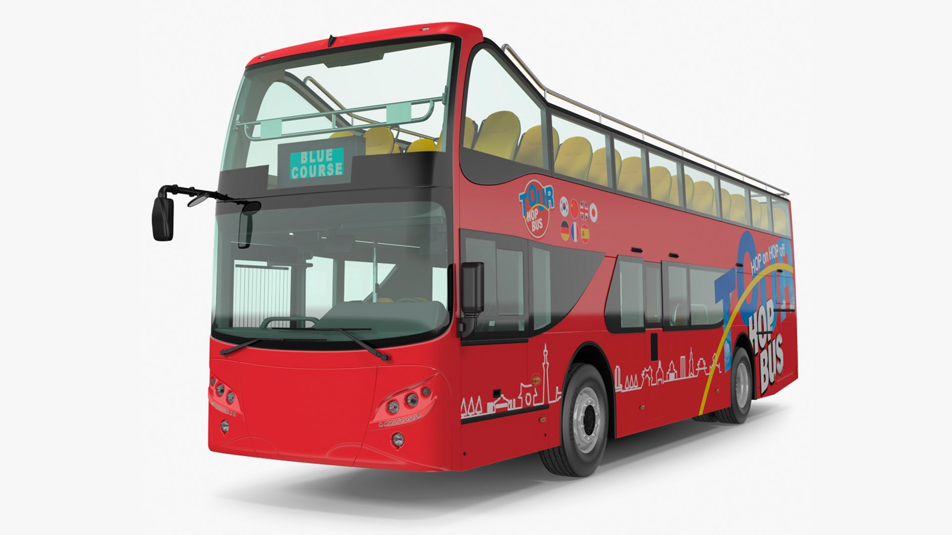 Double Decker Hop-On Hop-Off City Tour Bus 3D model preview