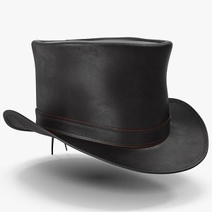 3D Leather Top Hat Black v 2 model