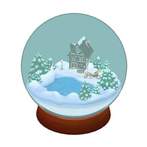Snow Globe Midpoly AR VR Mobile ready