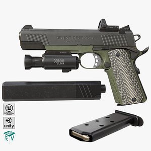 3D Pistol 07 Green Generic All PBR UE Textures1