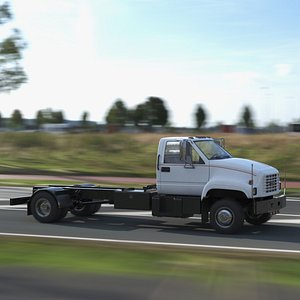3D Chevrolet Kodiak C6500 Commercial Cab Chassis White Rigged
