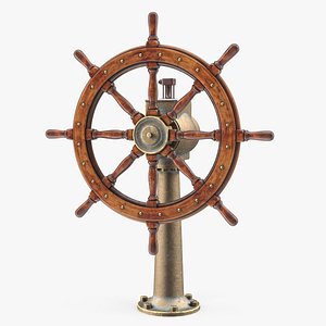 3D large vintage ship wheel