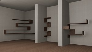 Pack of 3 Corner Bookshelves 3D model
