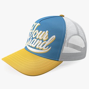 3D Trucker Cap Your Brand Yellow-Blue