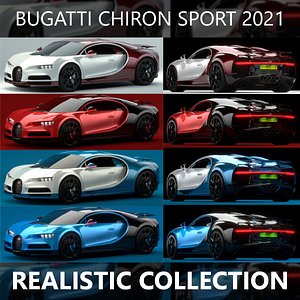 3D Realistic Bugatti Chiron Sport 2021 Collection