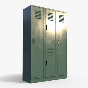 3D PBR School Gym Locker 05 - Green Light
