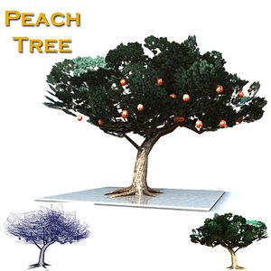 asian cypress peach tree obj