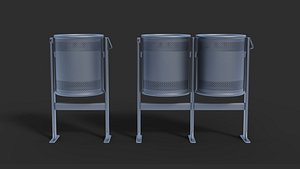 3D Low Poly Trash Bin Barcelona model
