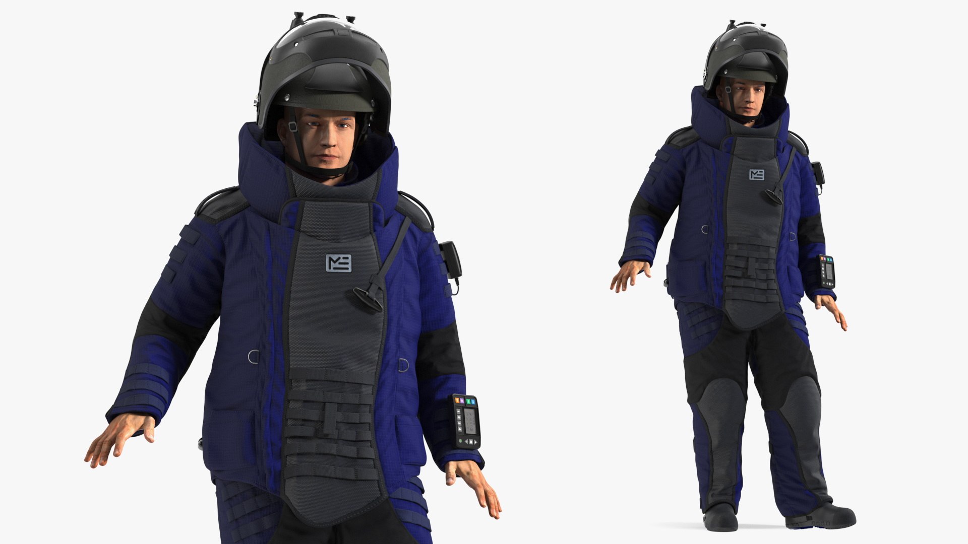 EOD 10 Bomb Suit Blue Rigged 3D model preview