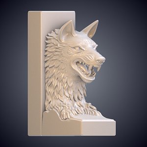 Wolf Bookend Sculpture 3D Model PM-25