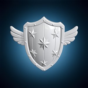 Winged Star Shield 3D Print Model Fantasy Emblem 3D