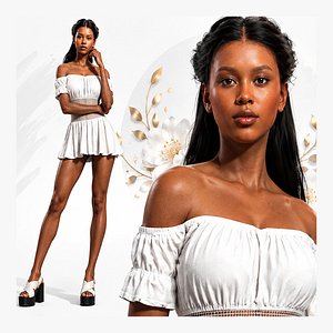 Beautiful Black Female Character for games and animation and Vr project 3D model