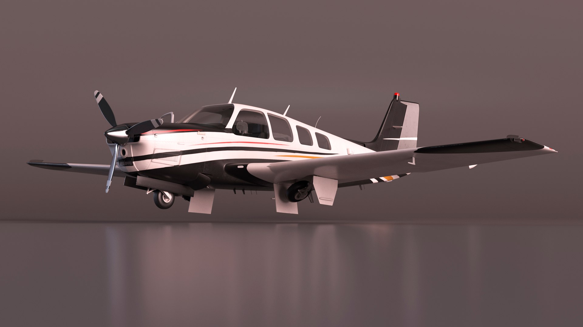 Beechcraft Bonanza Plane Rigged for Maya 3D model preview