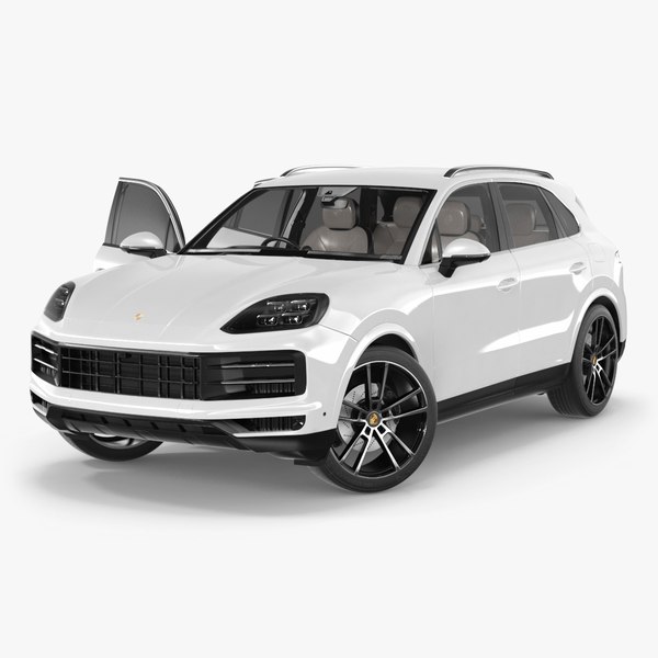 modèle 3D de Porsche Cayenne 2024 SUV de luxe blanc gréé pour Maya