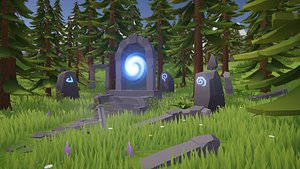 Low Poly Fantasy Forest - Asset for 3D Game with Map and Models