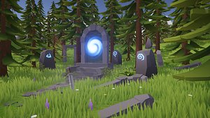 Low Poly Fantasy Forest - Asset for 3D Game with Map and Models