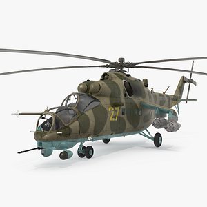 Russian Large Helicopter Gunship Mi-35M 3D Model