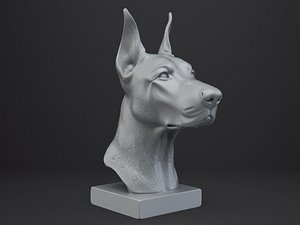 Doberman Pinscher Dog Bust 3D