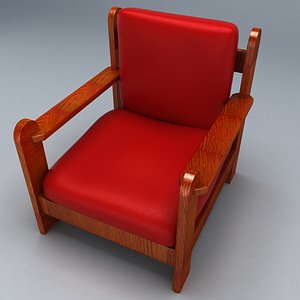 3d chair wooden arms