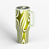 Olive Green Metal Water Tumbler with Handle and Straw Lid