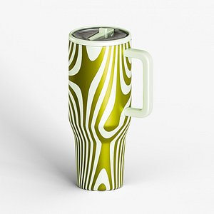 Olive Green Metal Water Tumbler with Handle and Straw Lid