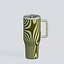 Olive Green Metal Water Tumbler with Handle and Straw Lid