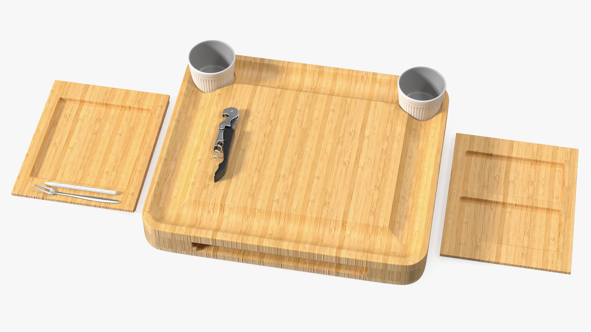 Bamboo Charcuterie Boards Set 3D model preview