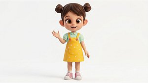 3D model Stylized Cartoon Girl Character  Cute Kid Girl Rigged  Animated  Game Ready