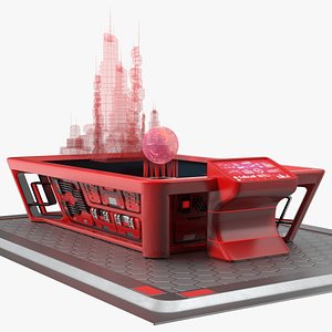 Futuristic Table Red model