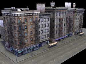 multi city building facade 3d model