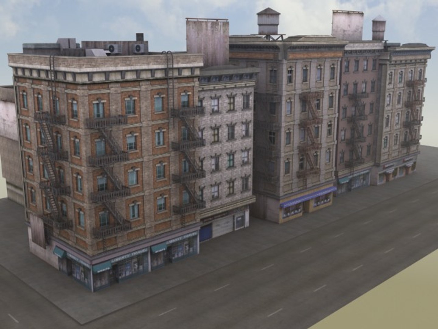 Multi City Building Facade 3d Model