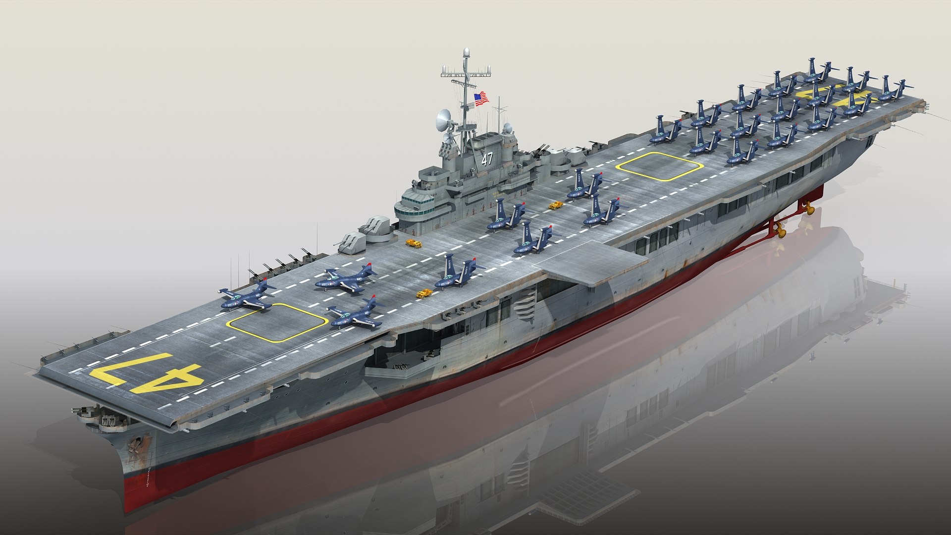 3D USS Philippine Sea CV-47 Essex-class aircraft carriers model ...