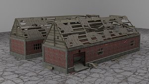 3D model old ruined building
