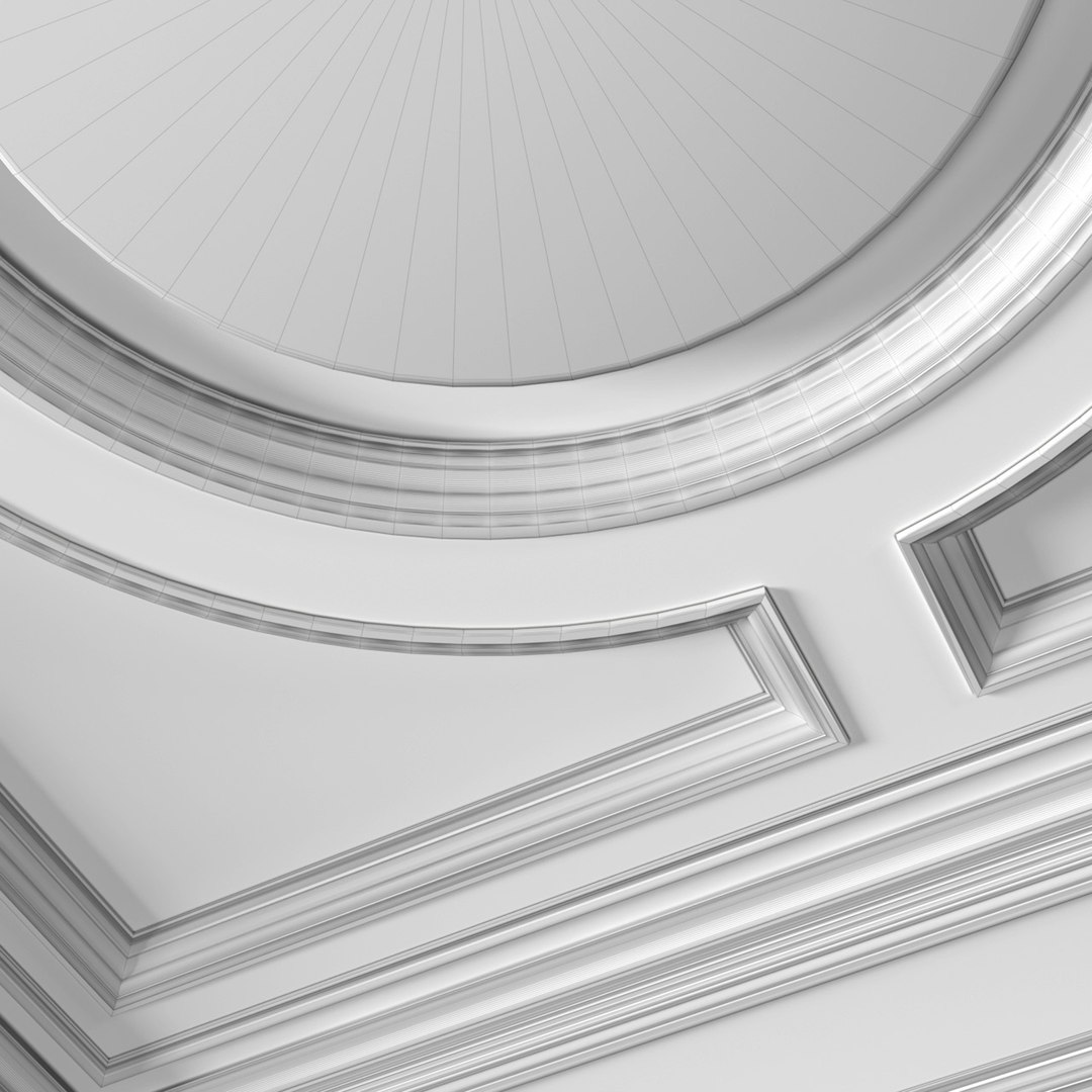 Square Coffered Ceiling With Backlight In Art Deco Style 3D