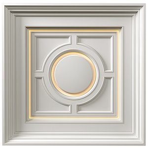 Square coffered ceiling with backlight in Art Deco style 3D