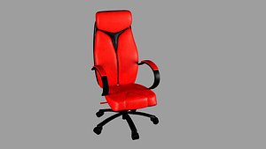 Red Leather Office Chair  High-Quality 3D Model 36277 Polygons  PBR Textures  FBX OBJ STL