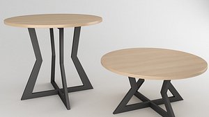3D Round Table MS  wooden model