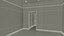 3D Unfurnished Hotel Interior with Dark Windows White model