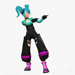 Cartoon 3D Rigged Cyberpunk Lima Character 3D Model model