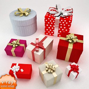 3d gift boxes model