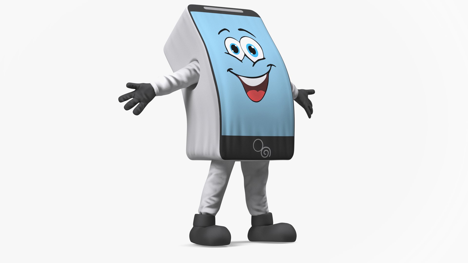 Mascot Character Mobile Phone White Rigged for Cinema 4D 3D model preview