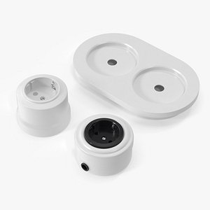 3D Ceramic Retro Sockets White